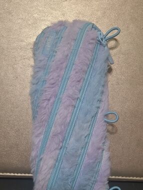 Plush Sensory Zipit Pencil Case – Light Lavender/Blue